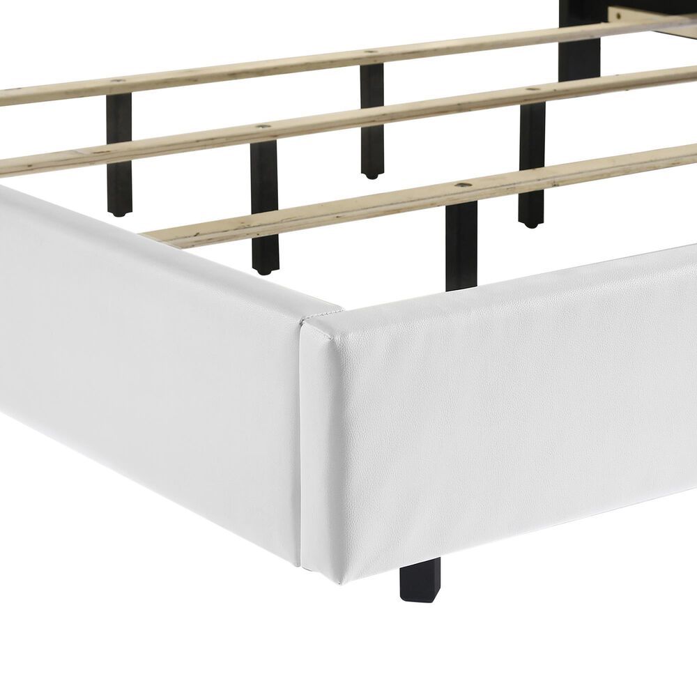 New Heritage Europa California King Upholstered Panel Bed with Lighting in White, , large
