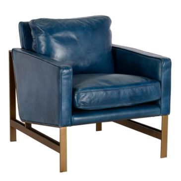 Classic Home Chazzie Leather Club Chair in Blue, , large