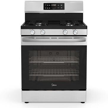Midea 6.1 Cu. Ft. 4-Burner Freestanding Gas Range with Steam Cleaning in Stainless Steel, , large