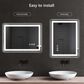HOMLUX 48" x 32" LED Bathroom Makeup Mirror in Silver, , large