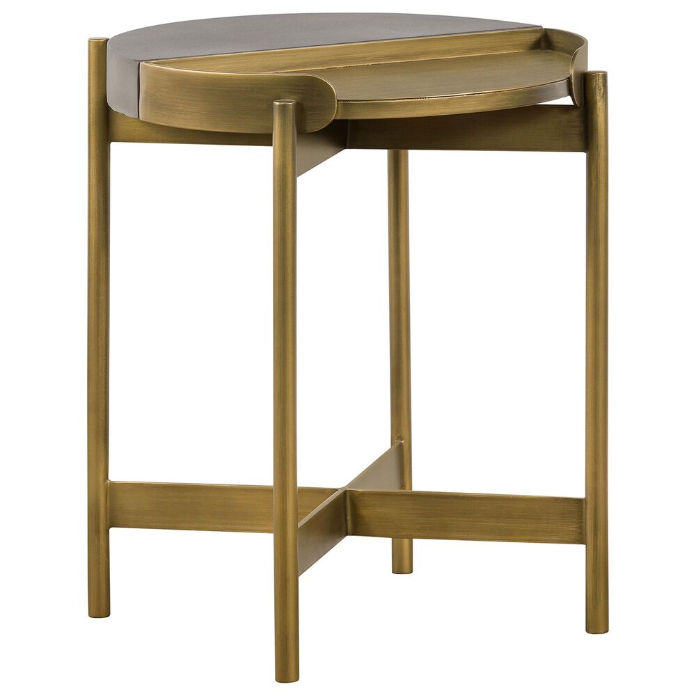 Blue River Dua End Table in Medium Gray and Antique Brass, , large