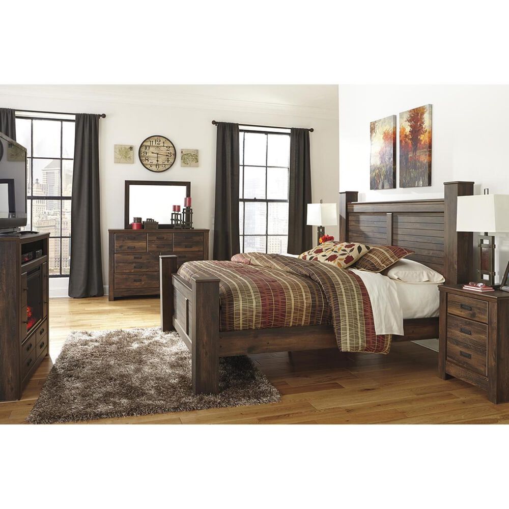 Signature Design by Ashley Quinden King Poster Bed in Dark Brown