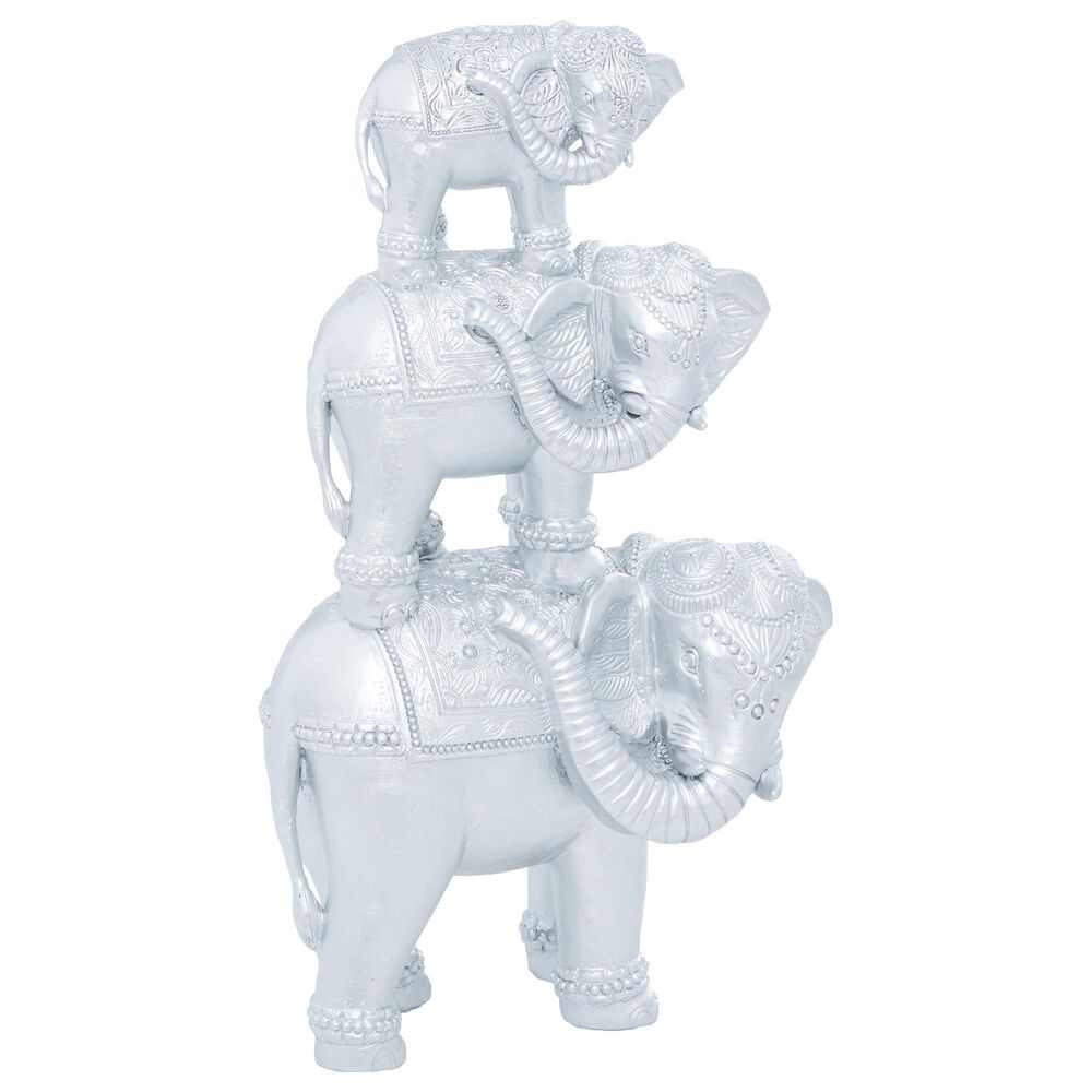 Maple and Jade 11" x 18" Glam Polystone Sculpture in Silver, , large