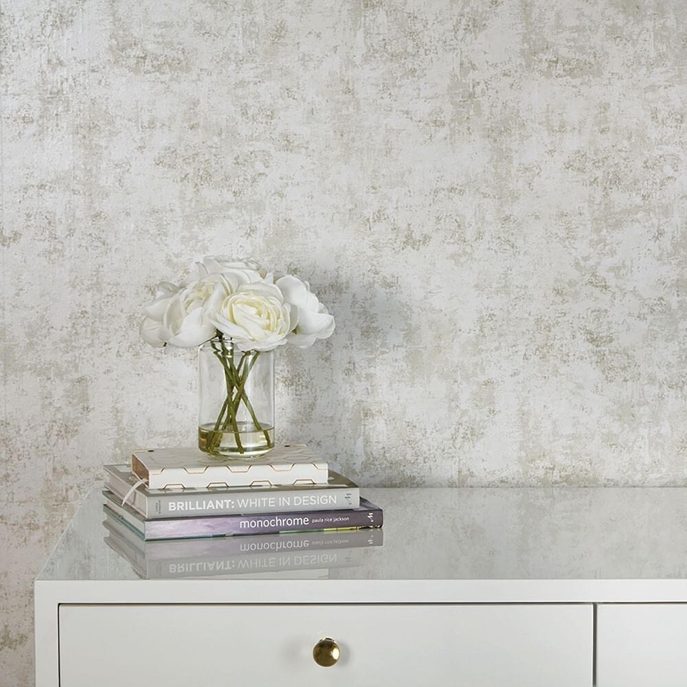 Tempaper 28 sq. ft. Distressed Gold Leaf Peel and Stick Wallpaper, , large