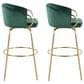 LumiSource Claire Swivel Barstool with Green Velvet Upholstery in Gold (Set of 2), , large