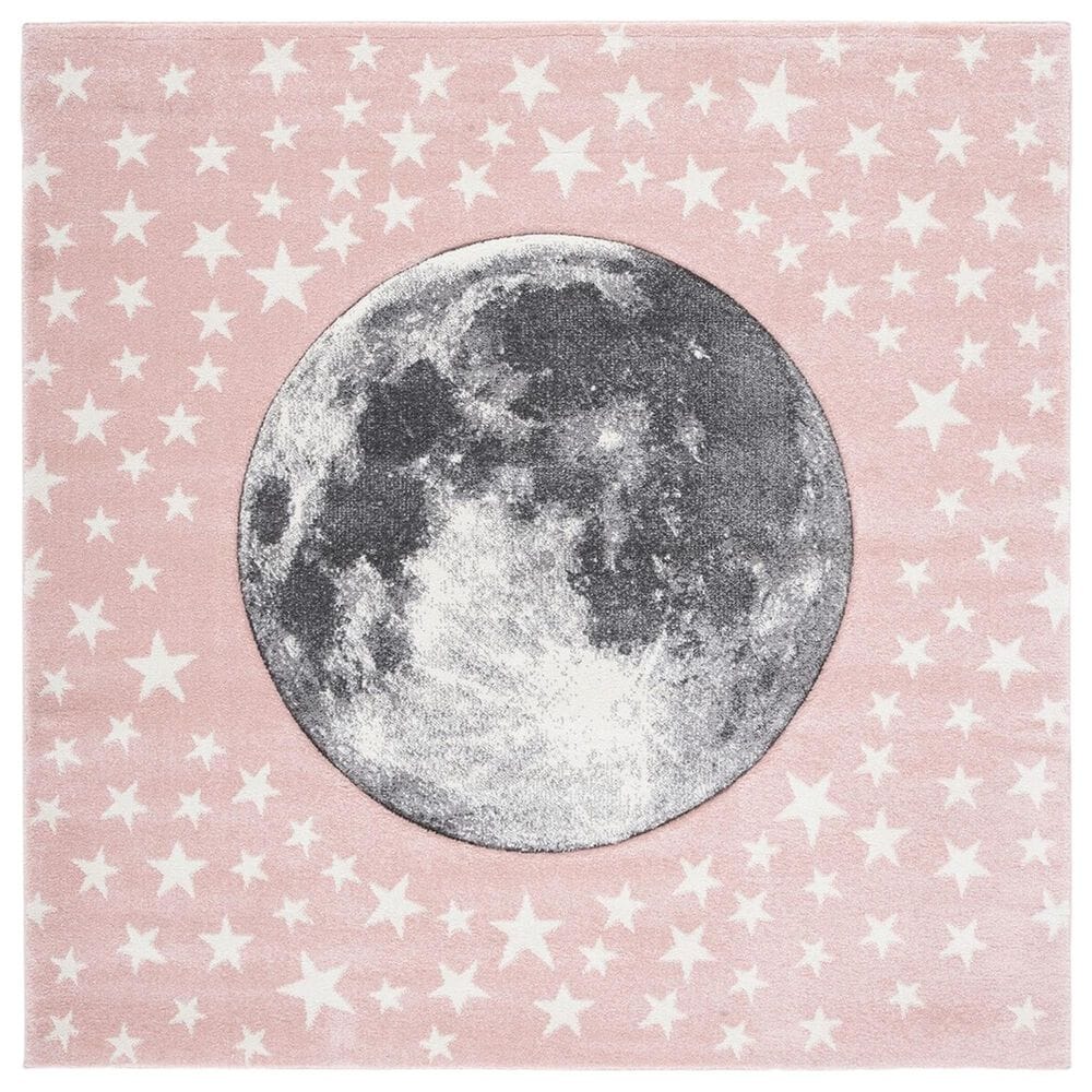 Safavieh Carousel CRK135 6"7" Square Pink and Grey Kids Area Rug, , large