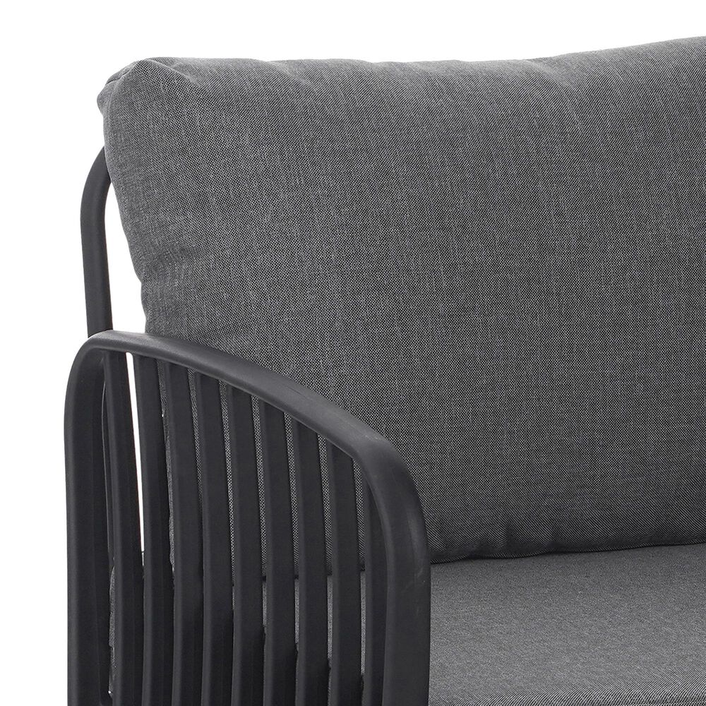 Hearth and Haven Patio Club Chair with Dark Gray Cushion in Black, , large
