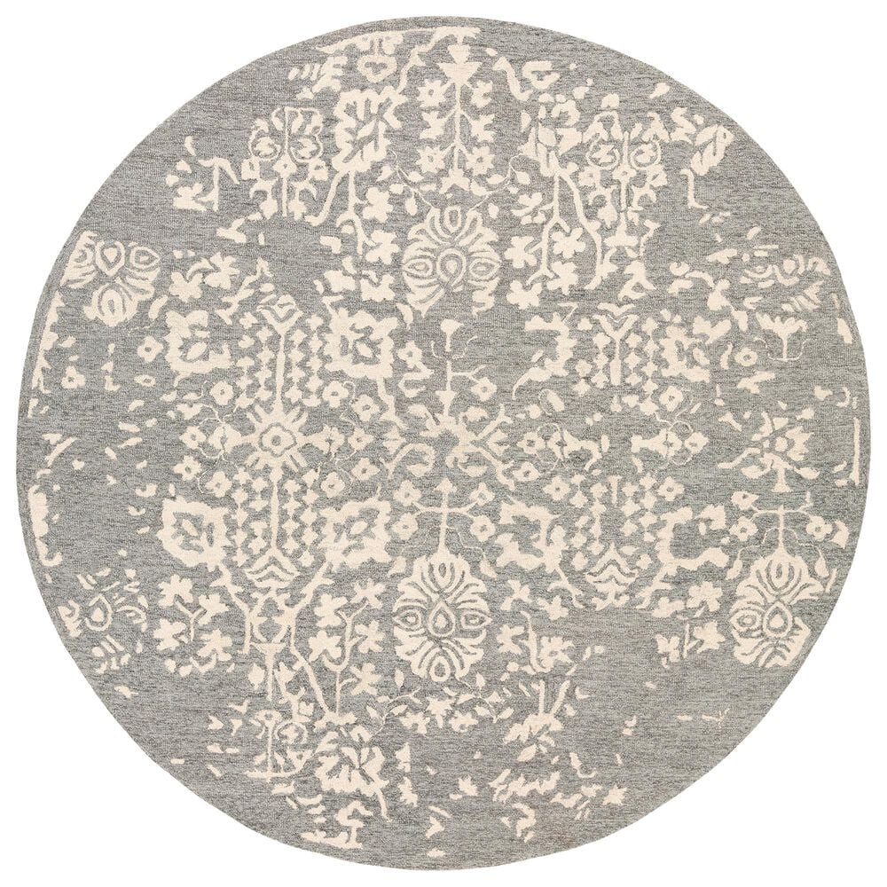 Surya Granada GND-2312 8' Round Medium Gray, Beige and Charcoal Area Rug, , large