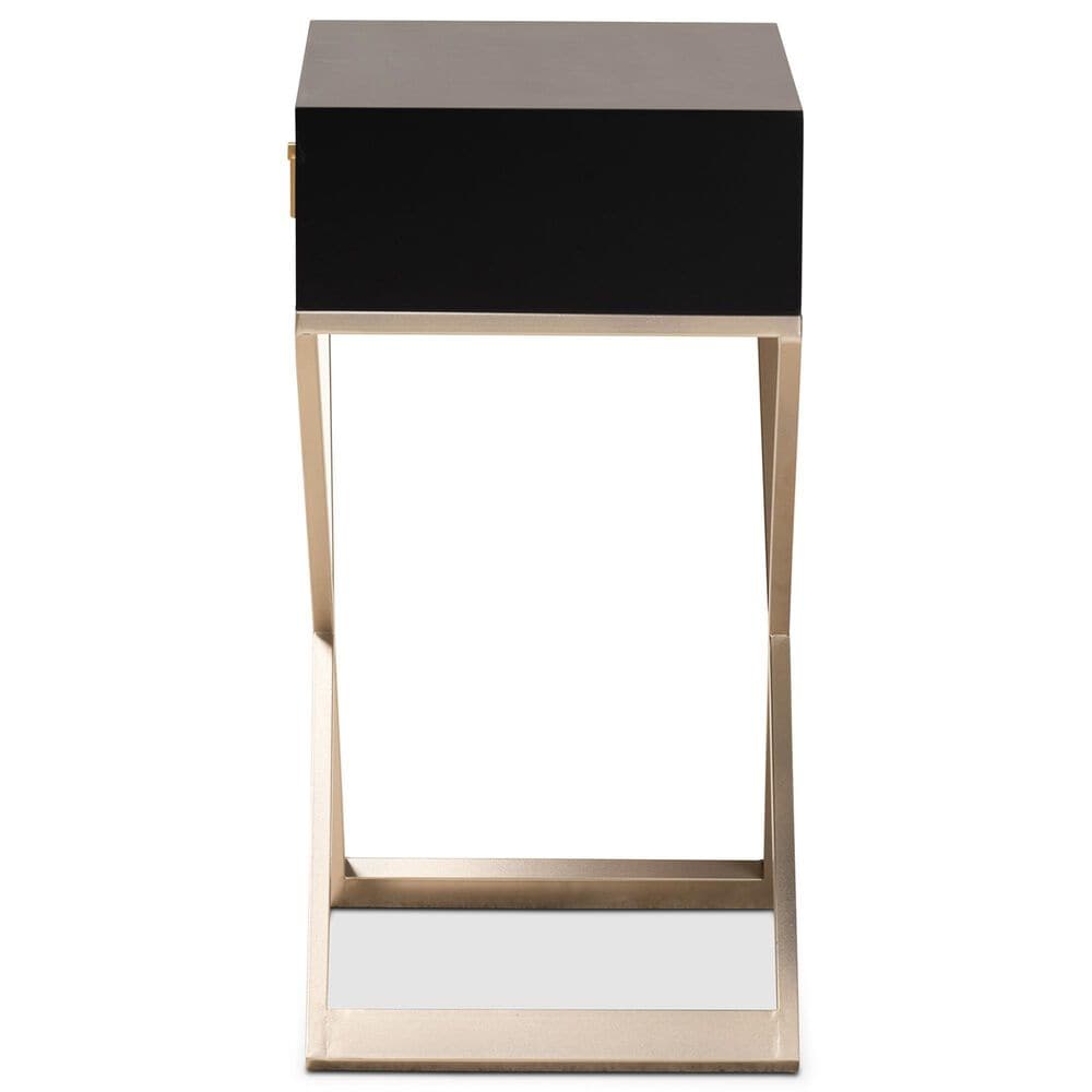 Baxton Studio Patricia 1-Drawer End Table in Black and Brass, , large