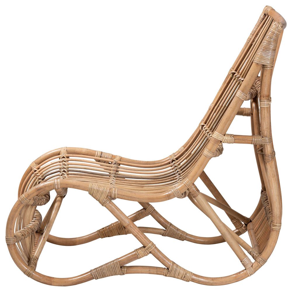Baxton Studio Genera Rattan Lounge Chair in Natural, , large