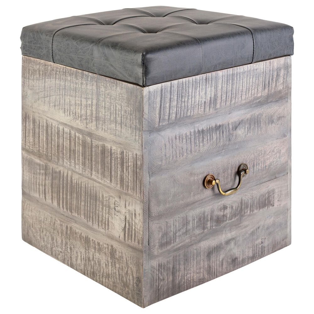 Surya Inc Kassi Storage Ottoman in Charcoal, , large