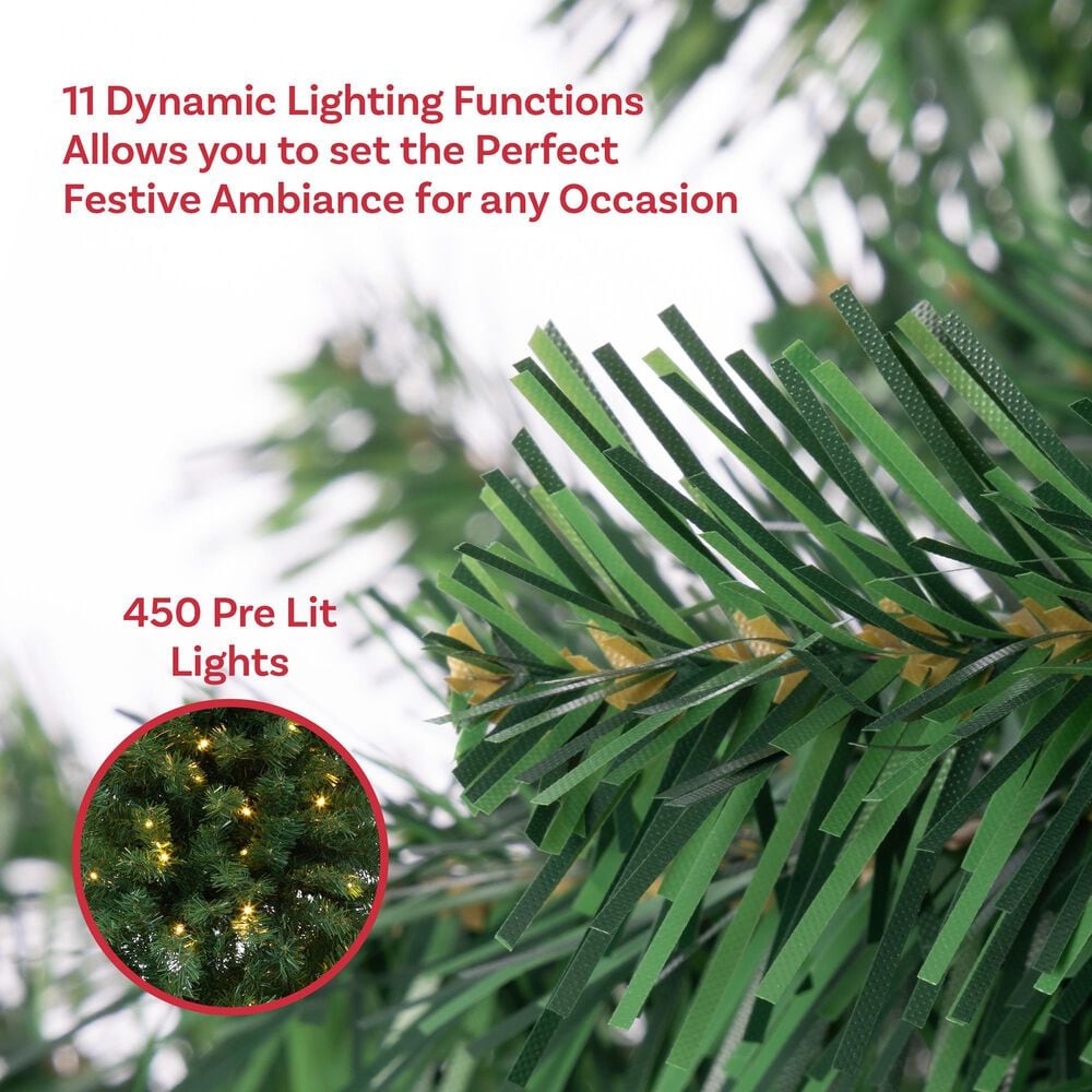 Timberlake 7.5 ft Artificial Christmas Tree with 450 LED Lights in Green, , large