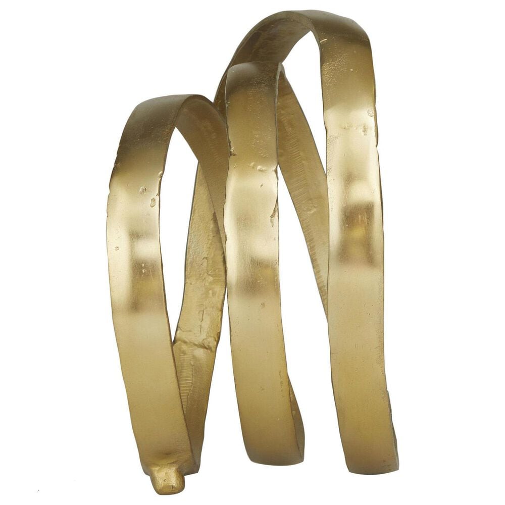 Maple and Jade Abstract Looped Decorative Sculpture in Satin Gold, , large