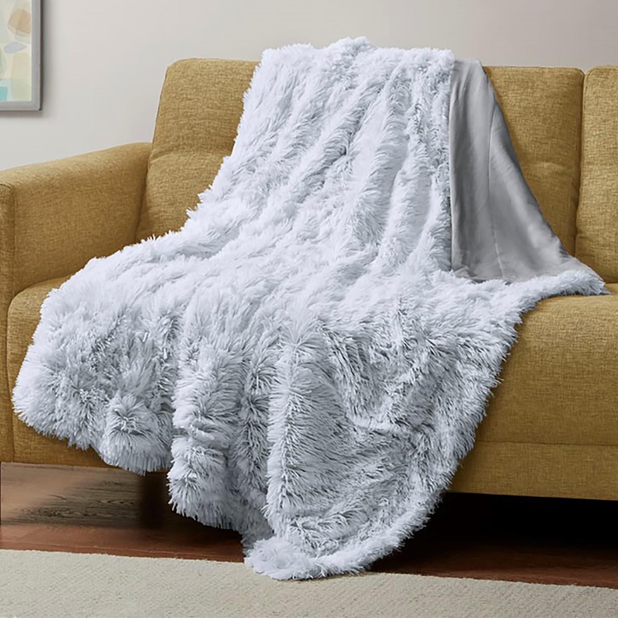 Grey shop shaggy throw