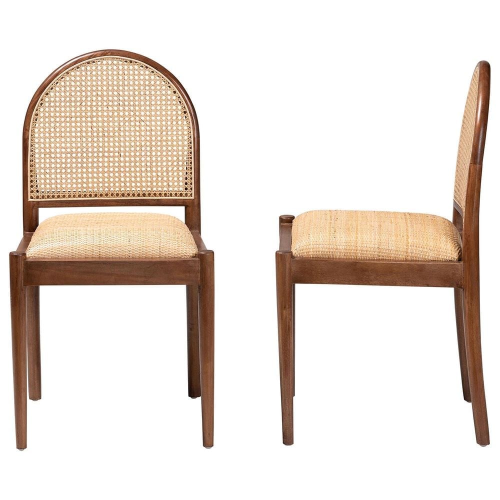Baxton Studio Maryland Side Chair in Natural and Walnut Brown (Set of 2), , large