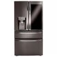 LG 2-Piece Kitchen Package with 23 Cu. Ft 4-Door French Door Refrigerator and Pocket Handle Dishwasher in Black Stainless Steel, , large
