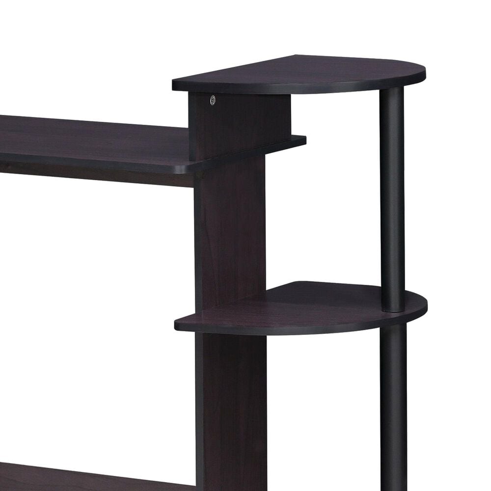 HOMLUX Compact Computer Desk with 3 Side Storage Shelves in Dark Walnut, , large