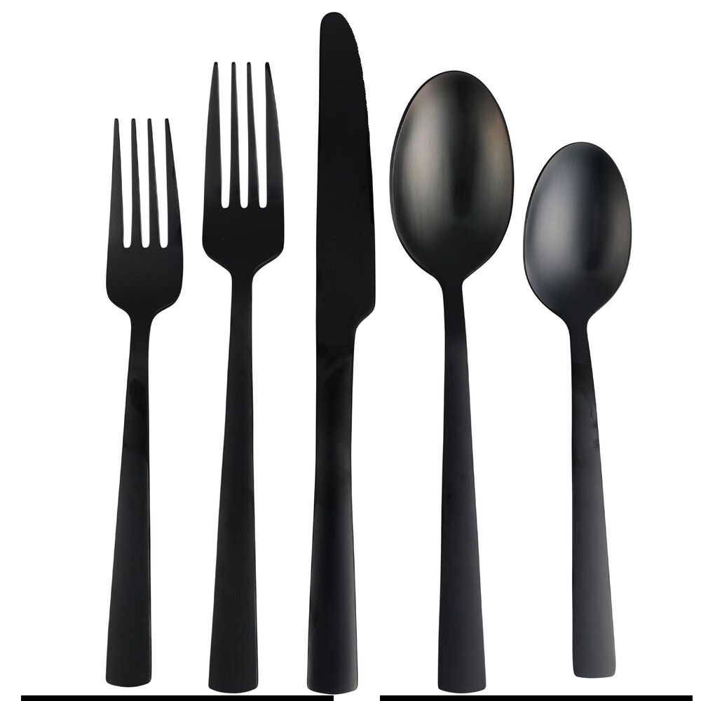 Gibson Home Earlston 20-Piece Stainless Steel Flatware Set in Black, , large