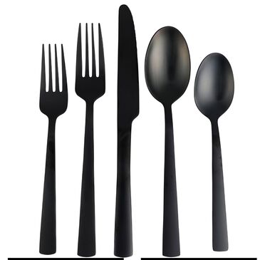 Gibson Home Earlston 20-Piece Stainless Steel Flatware Set in Black, , large