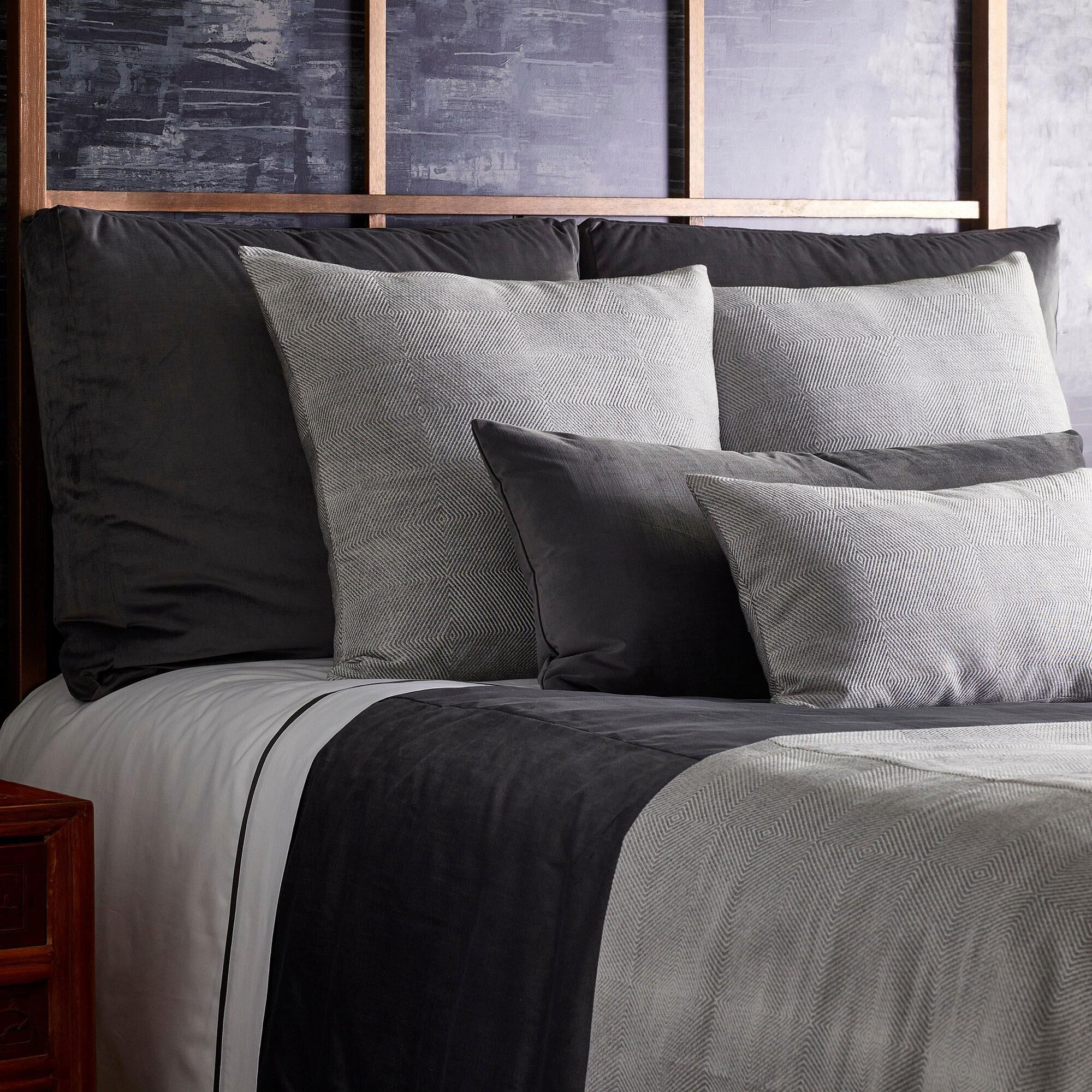Ann Gish Modern Velvet 36 x 16 Lumbar Pillow in Charcoal NFM
