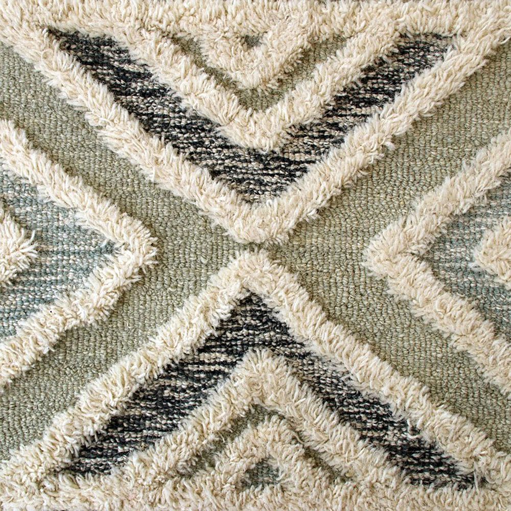 L&amp;R Resources Sinuous Geometric Motif 6&#39; Round Gray, Cream and Blue Area Rug, , large