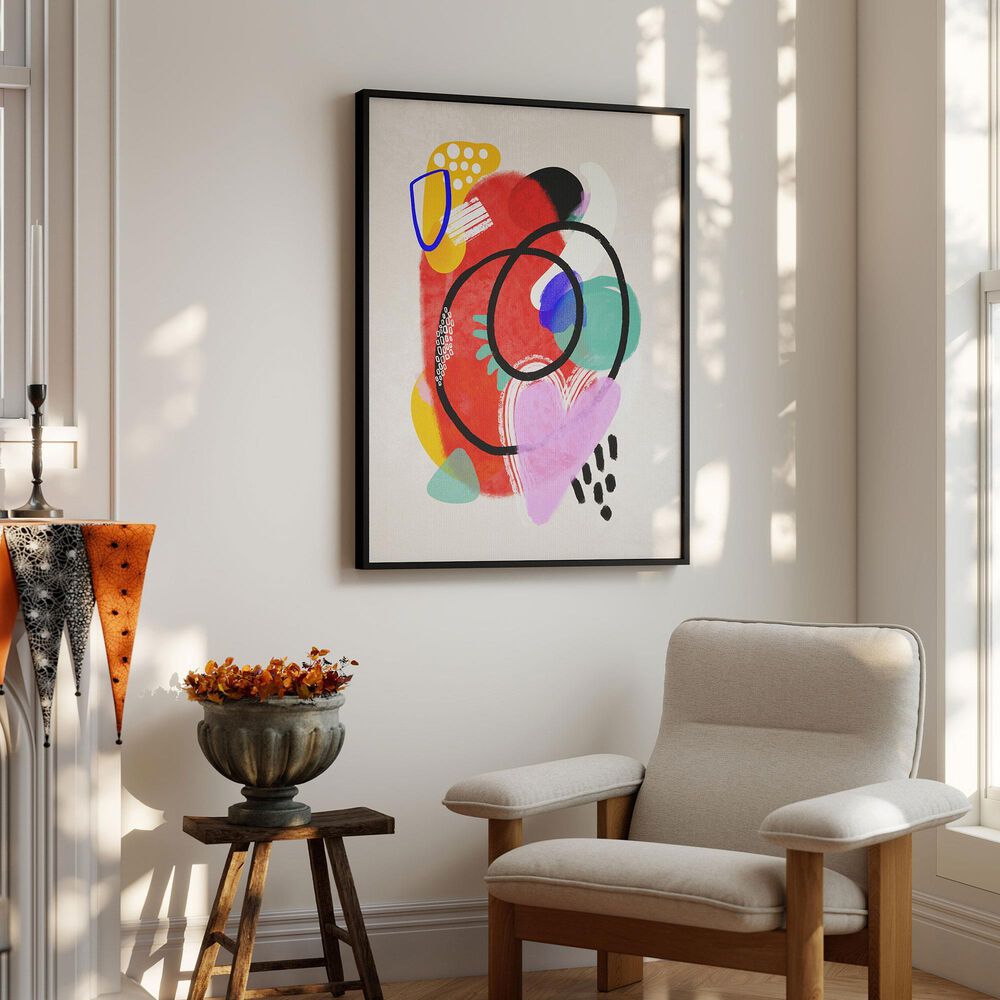 HOMLUX 24" x 18" Canvas Art with Black Frame in Multicolor, , large