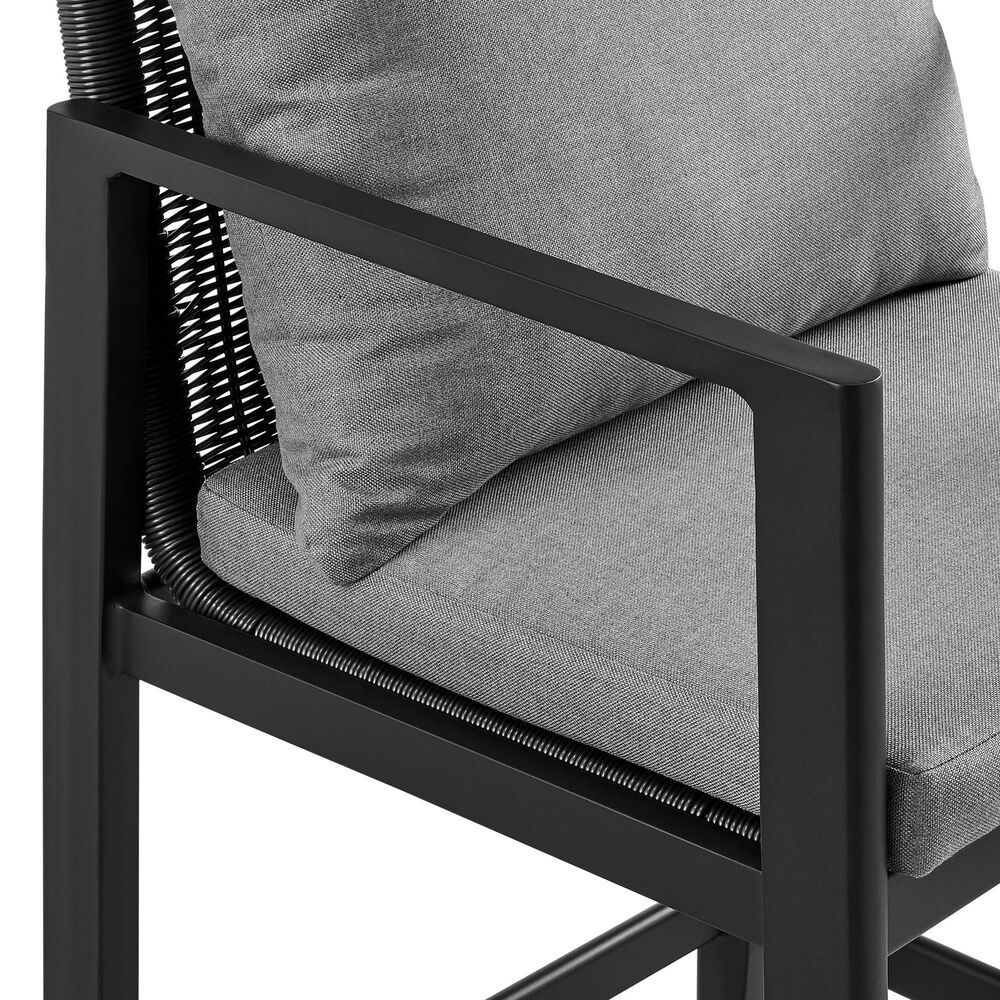 Armen Living Cayman Patio Bar Stool in Dark Gray, , large