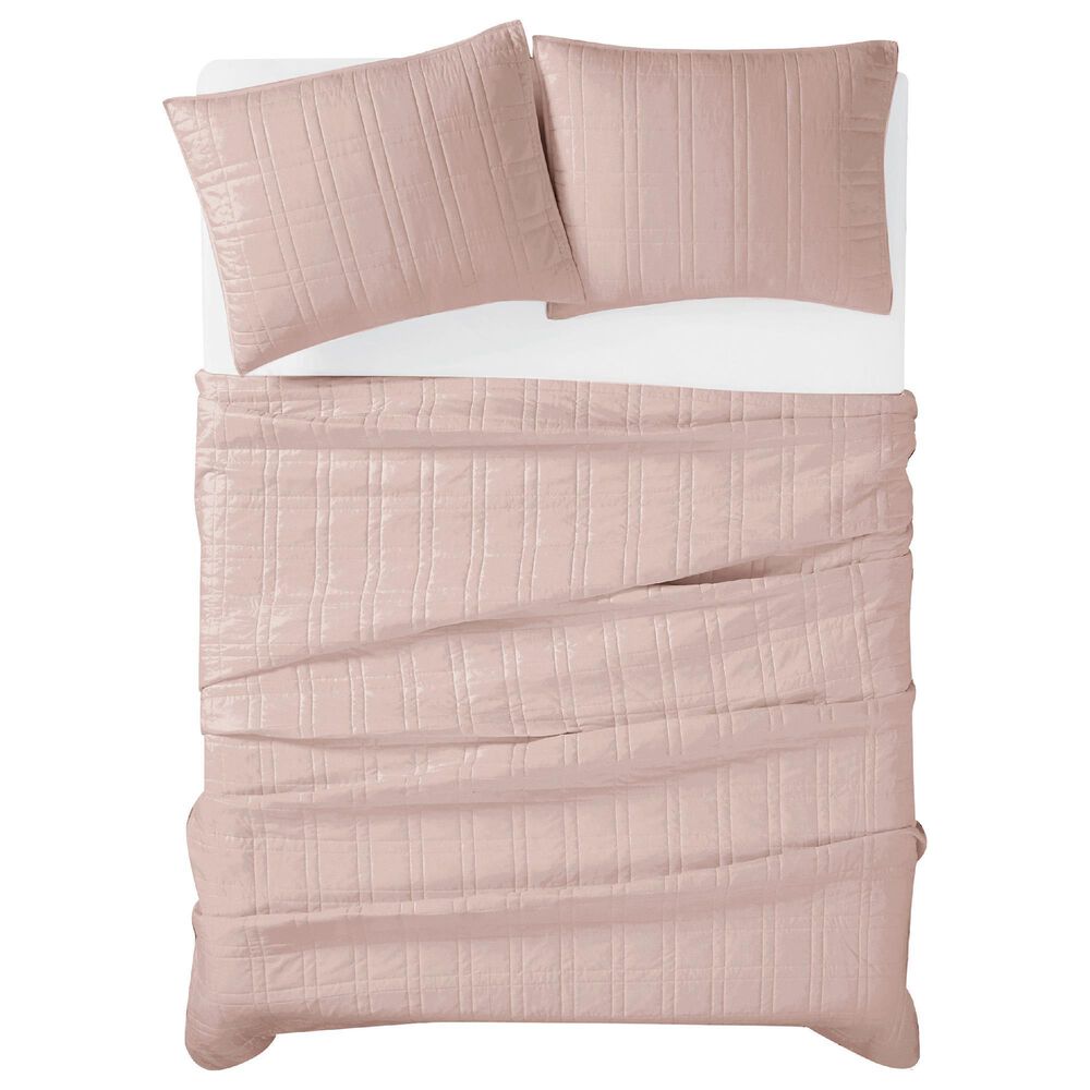 Pem America Cannon Solid 3-Piece Full/Queen Quilt Set in Blush, , large