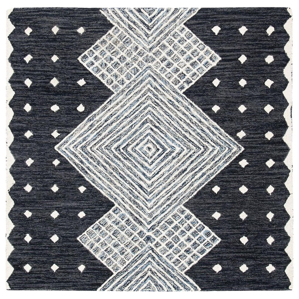 Safavieh Micro-Loop MLP171H 5" Square Charcoal and Ivory Area Rug, , large