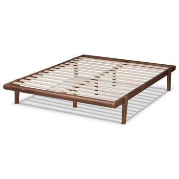 Baxton Studio Kaia King Platform Bed Frame in Walnut Brown, , large