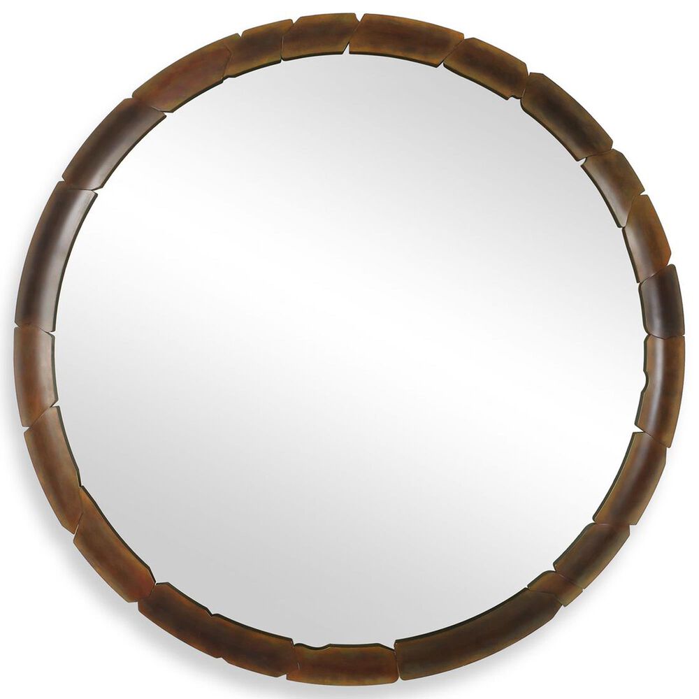 Uttermost Auger Round Wall Mirror in Aged Rust Bronze, , large