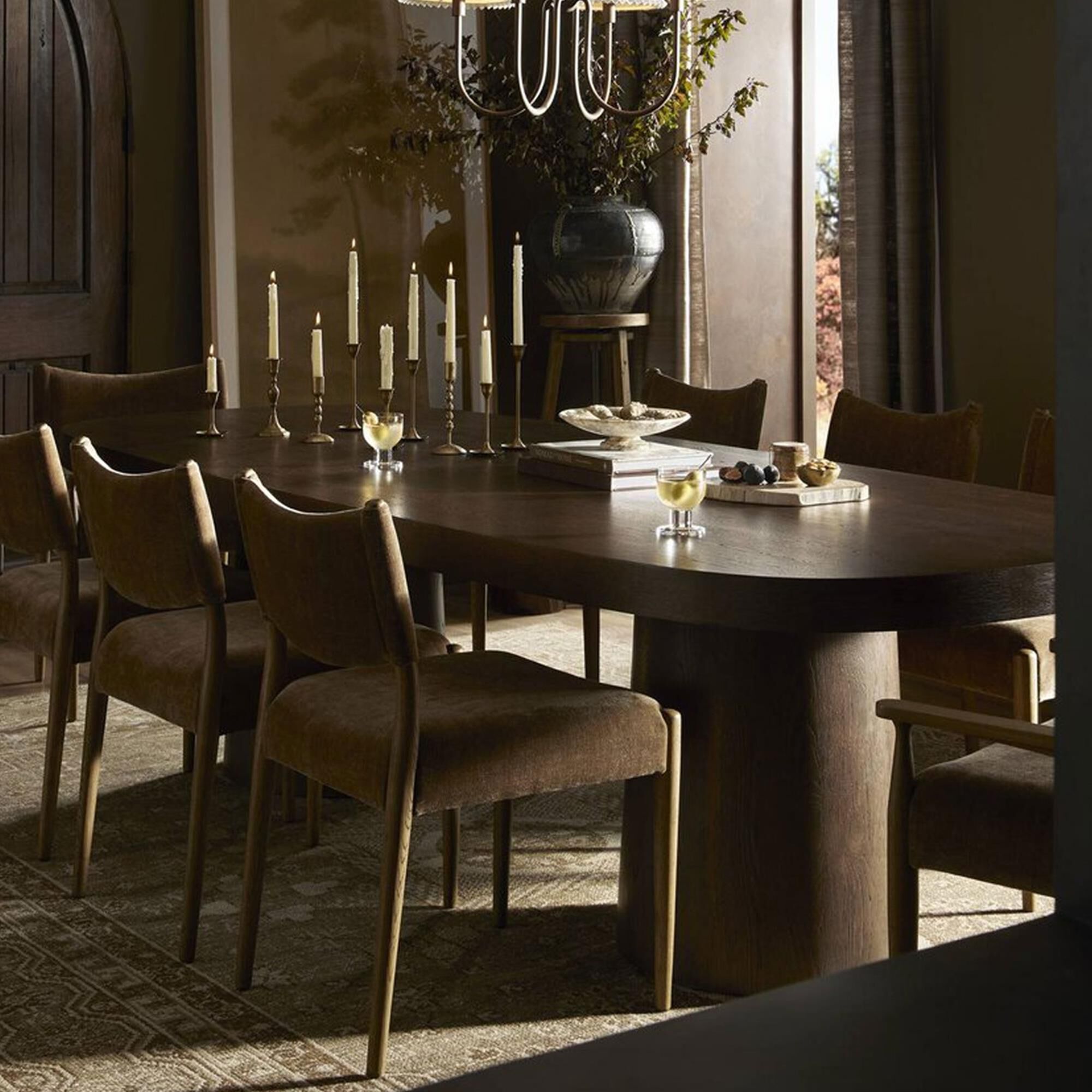 Four Hands Jayla Armless Dining Chair with Altair Mushroom Fabric