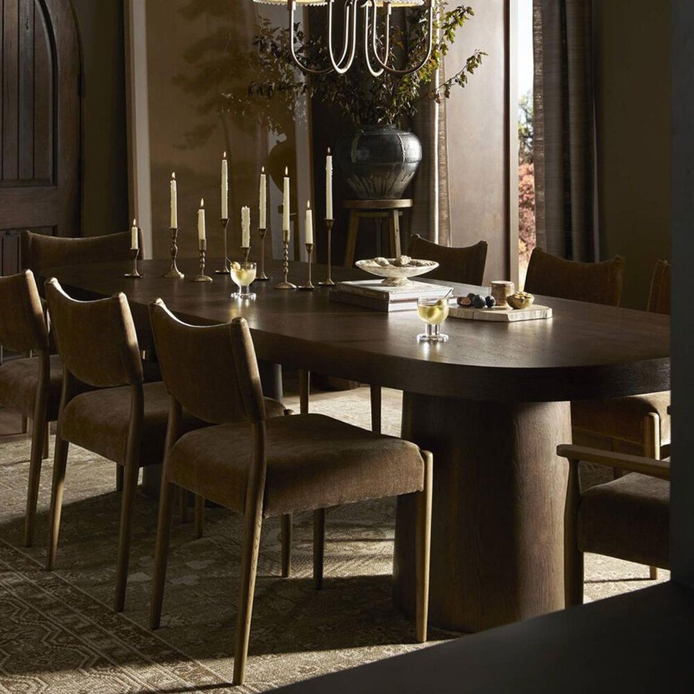 Four Hands Jayla Armless Dining Chair with Altair Mushroom Fabric in Toasted Oak, , large