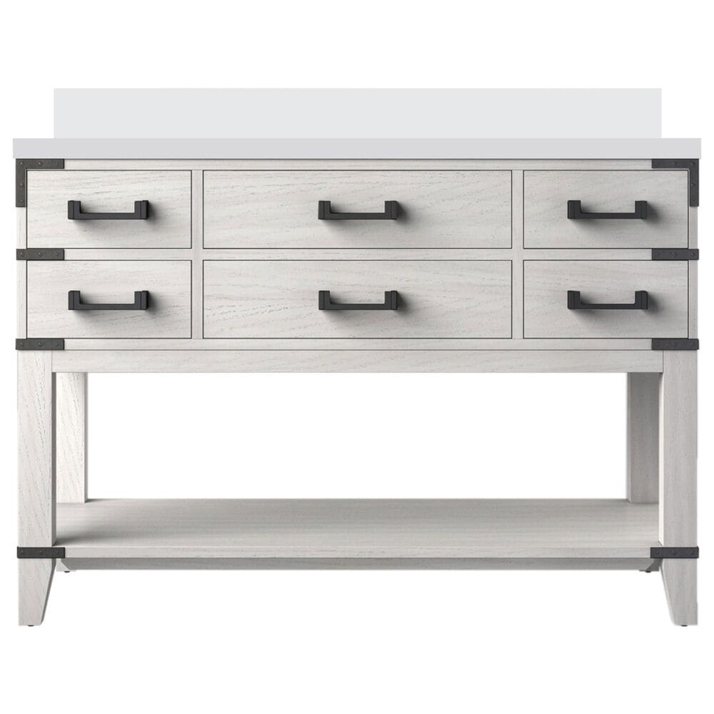 Lexora Home Norwalk 48&quot; Single Bathroom Vanity in White Oak with White Cultured Marble Top and Rectangular Sink, , large