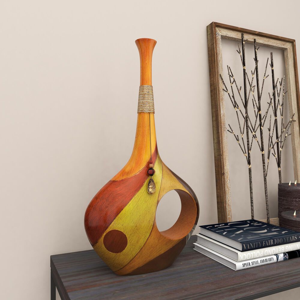 Maple and Jade 25&quot; x 15&quot; Eclectic Abstract Swirl Vase in Multicolor, , large