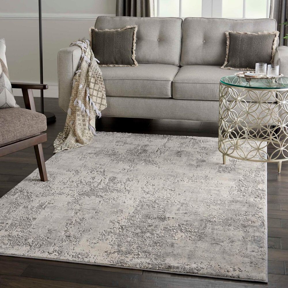 Nourison Rustic Textures Grey and Beige 6&#39; x 9&#39; Area Rug, , large
