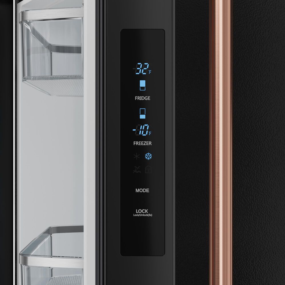THOR KITCHEN Gordon Ramsay 17.5 Cu. Ft. Counter Depth French Door Refrigerator with Rose Gold Handle Kit in Black, , large