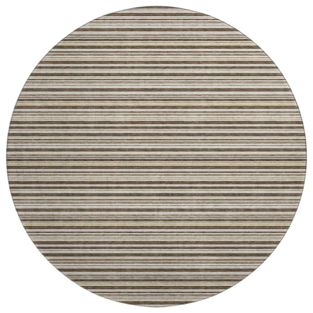 Dalyn Rug Company Soft Essentials Striped Chocolate 8" Round Indoor/Outdoor Area Rug, , large