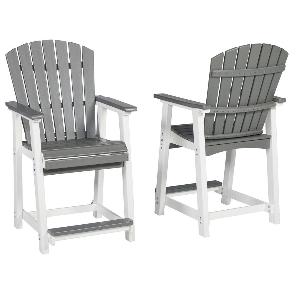 Ashley Transville Patio Counter Stool in Gray and White &#40;Set of 2&#41;, , large