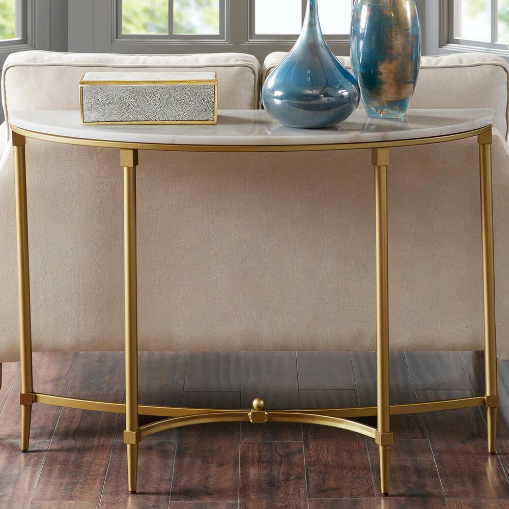Hampton Park Bordeaux Console Table in White/Gold, , large