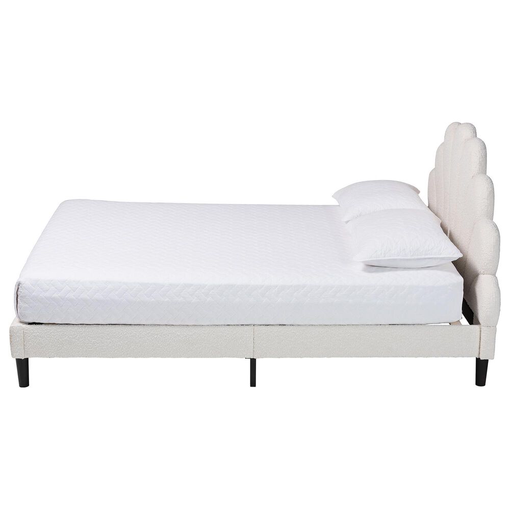 Baxton Studio Albion Boucle Queen Upholstered Platform Bed in Cream, , large