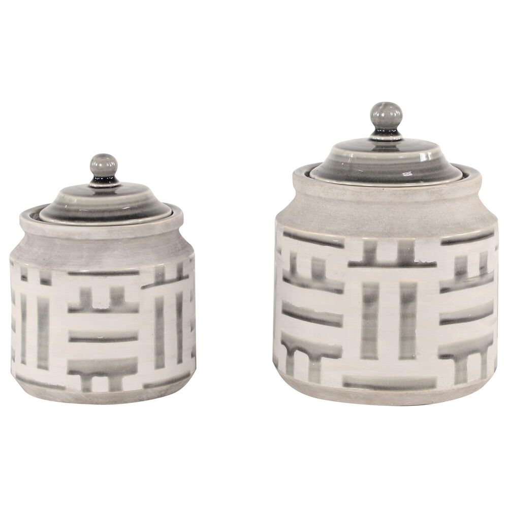 Maple and Jade Country Ceramic Decorative Jar Grey (Set of 2), , large