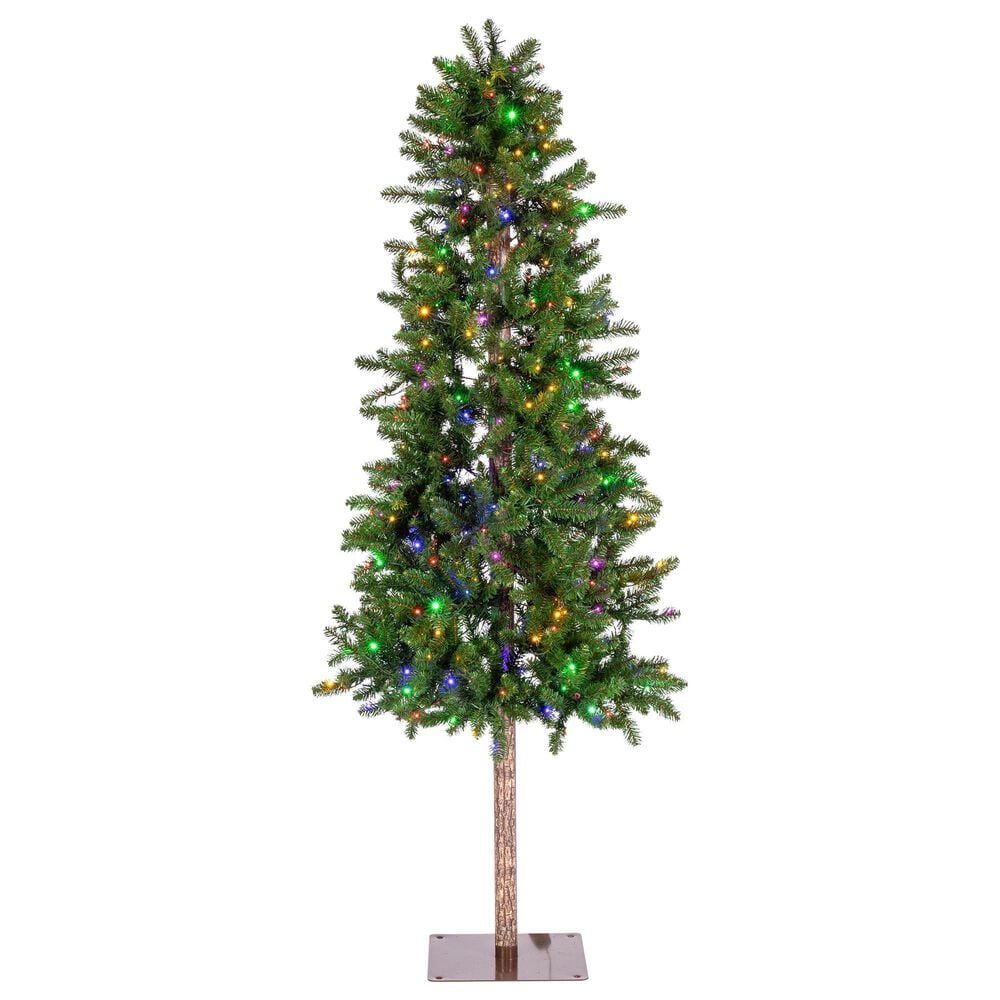 The Gerson Company 7&#39; Alpine Pre-Lit Artificial Christmas Tree in Green, , large