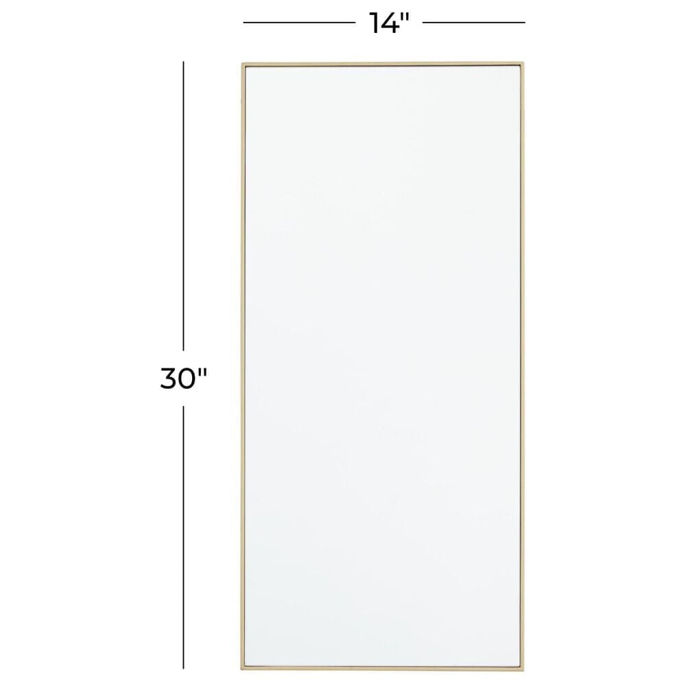 Maple and Jade 30&quot; x 14&quot; Rectangular Wood Wall Mirror with Thin Frame in Matte Gold, , large