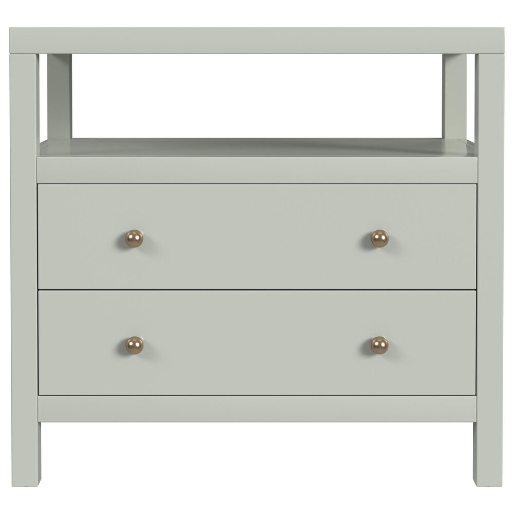 Butler Specialty Company Nora 2-Drawer Wide Nightstand with Open Shelf in Sage Green, , large