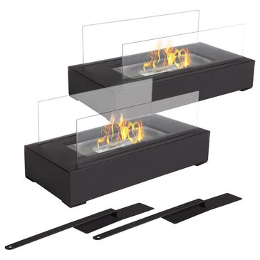 Timberlake Rectangle Tabletop Fire Pit in Black (Set of 2), , large