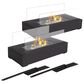 Timberlake Rectangle Tabletop Fire Pit in Black (Set of 2), , large