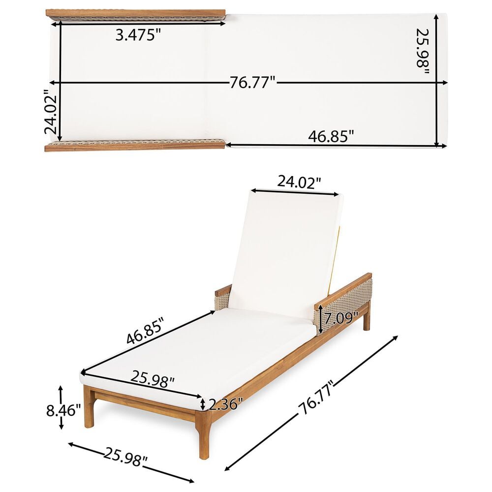 Hearth and Haven Outdoor Chaise Lounge in Beige (Set of 2), , large