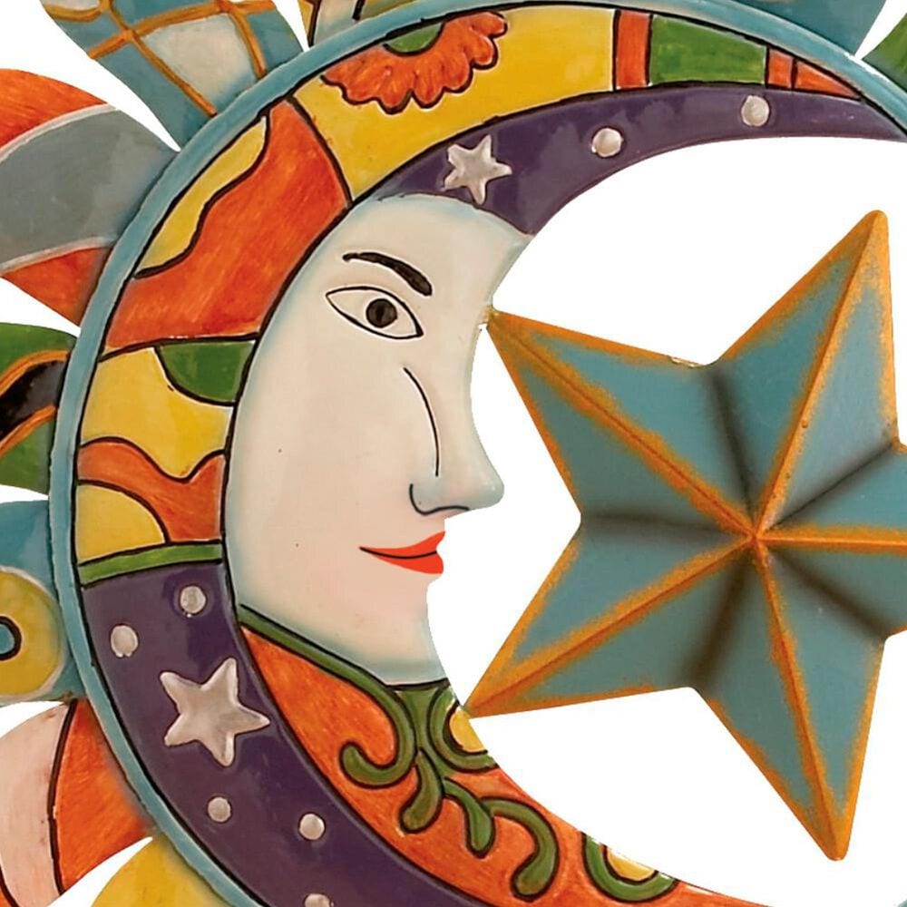 Maple and Jade 36&quot; x 36&quot; Abstract Patterned Sun and Moon Wall Decor in Multicolor, , large