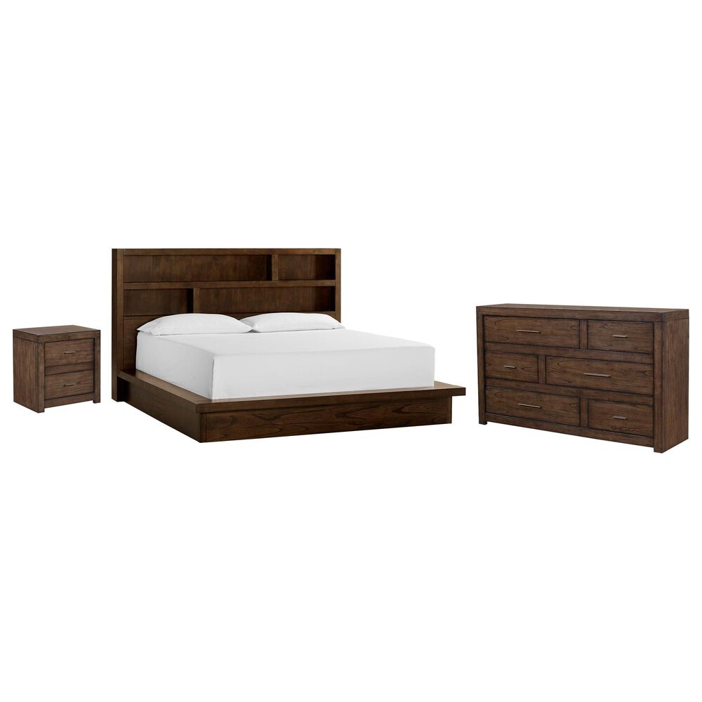 Riva Ridge Modern Loft California King Platform Bed with Dresser and Nightstand in Brownstone, , large